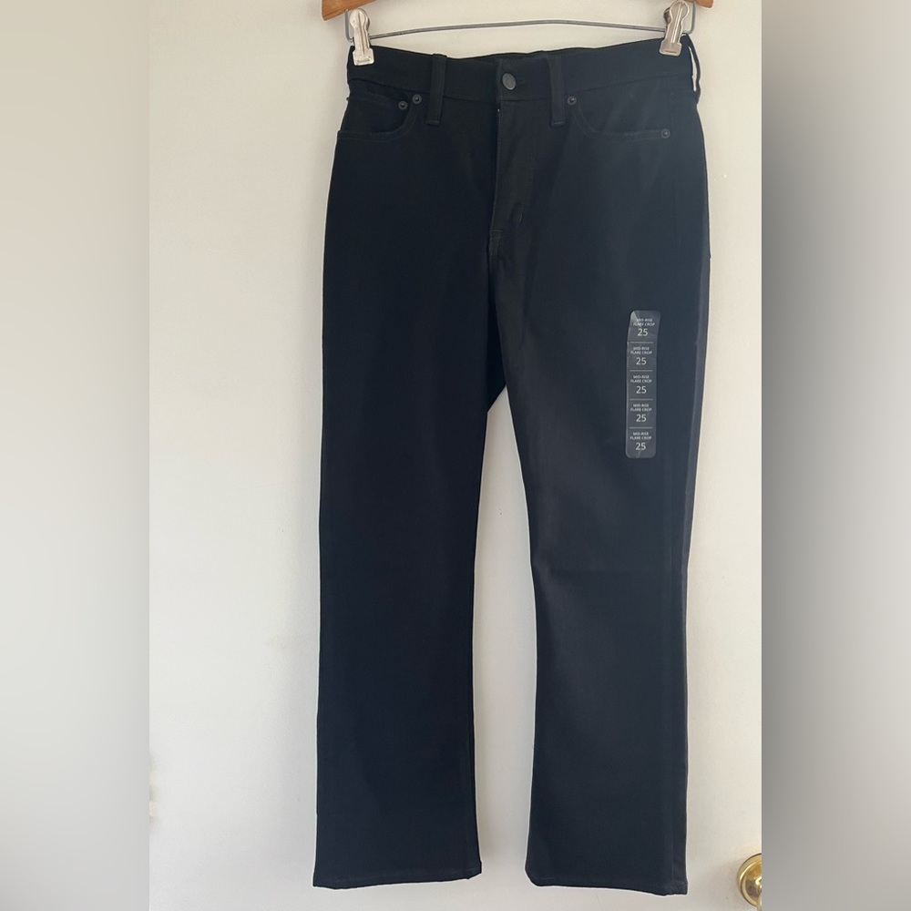 J. Crew Flare Crop Black Jean in All-Day Stretch - Picture 3 of 4